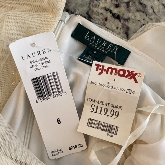 NWT Ralph Lauren ivory ruching mesh overlay sequin bodycon dress 6 NN17 - Picture 12 of 12